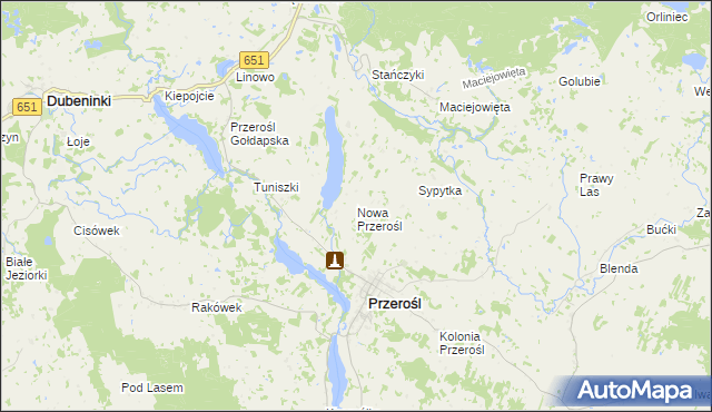 mapa Nowa Przerośl, Nowa Przerośl na mapie Targeo