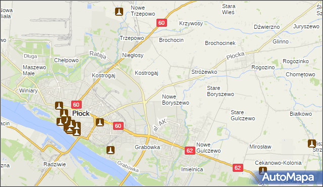 mapa Nowe Boryszewo, Nowe Boryszewo na mapie Targeo