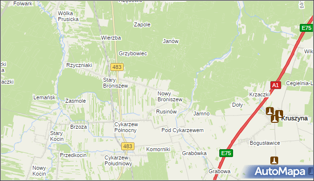 mapa Nowy Broniszew, Nowy Broniszew na mapie Targeo