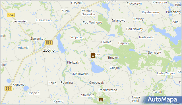 mapa Obory gmina Zbójno, Obory gmina Zbójno na mapie Targeo
