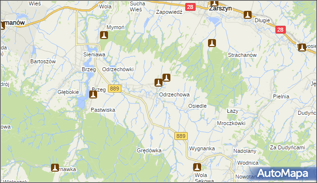 mapa Odrzechowa, Odrzechowa na mapie Targeo