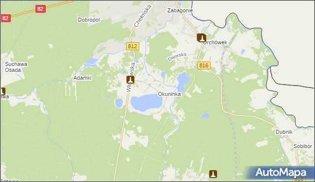 mapa Okuninka, Okuninka na mapie Targeo