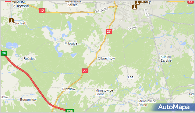 mapa Olbrachtów, Olbrachtów na mapie Targeo