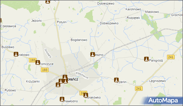 mapa Oleszno gmina Gołańcz, Oleszno gmina Gołańcz na mapie Targeo