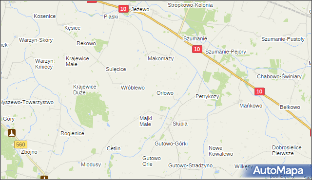 mapa Orłowo gmina Zawidz, Orłowo gmina Zawidz na mapie Targeo