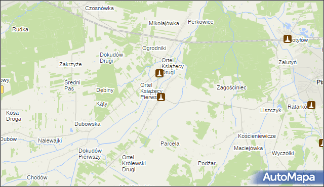mapa Ortel Królewski Pierwszy, Ortel Królewski Pierwszy na mapie Targeo