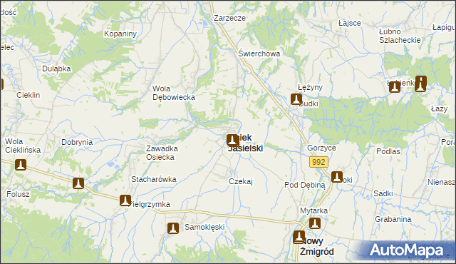 mapa Osiek Jasielski, Osiek Jasielski na mapie Targeo