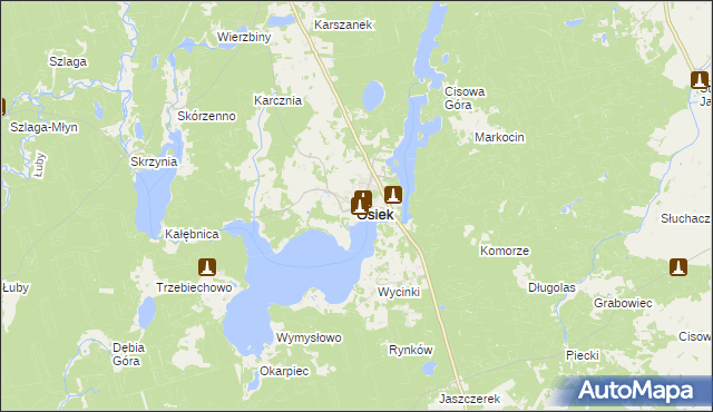 mapa Osiek powiat starogardzki, Osiek powiat starogardzki na mapie Targeo