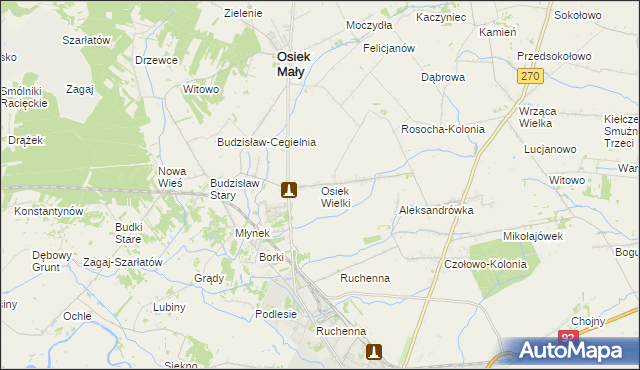 mapa Osiek Wielki gmina Osiek Mały, Osiek Wielki gmina Osiek Mały na mapie Targeo
