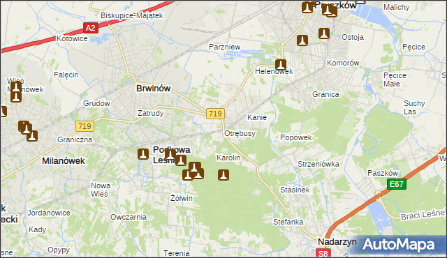 mapa Otrębusy, Otrębusy na mapie Targeo