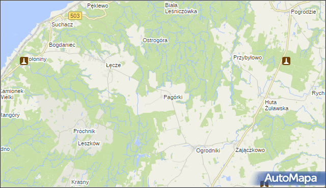 mapa Pagórki gmina Tolkmicko, Pagórki gmina Tolkmicko na mapie Targeo