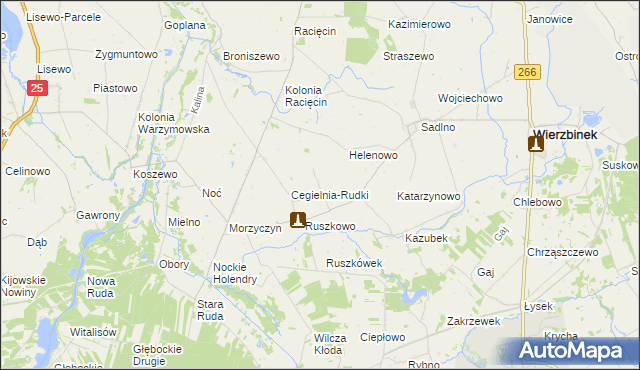 mapa Pagórki gmina Wierzbinek, Pagórki gmina Wierzbinek na mapie Targeo