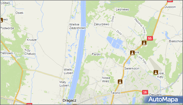 mapa Parski gmina Grudziądz, Parski gmina Grudziądz na mapie Targeo