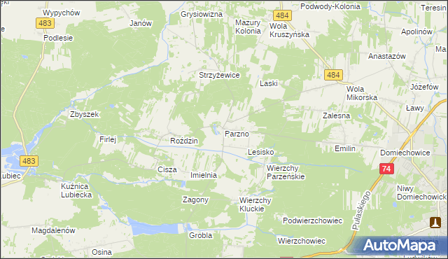 mapa Parzno, Parzno na mapie Targeo