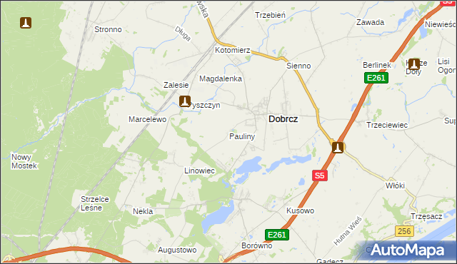 mapa Pauliny, Pauliny na mapie Targeo