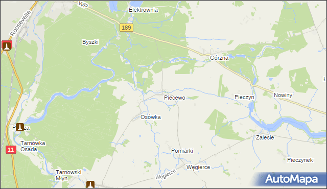mapa Piecewo gmina Tarnówka, Piecewo gmina Tarnówka na mapie Targeo