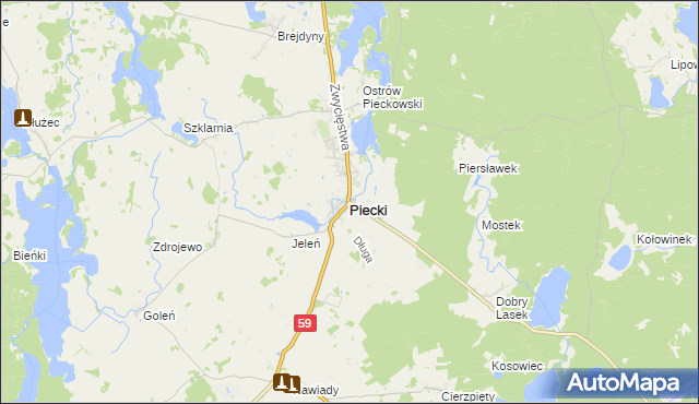 mapa Piecki powiat mrągowski, Piecki powiat mrągowski na mapie Targeo