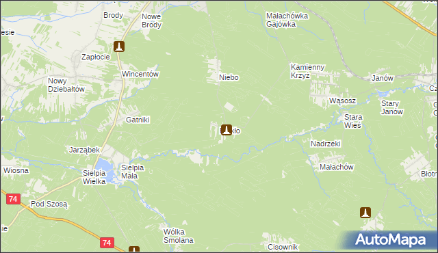 mapa Piekło gmina Końskie, Piekło gmina Końskie na mapie Targeo