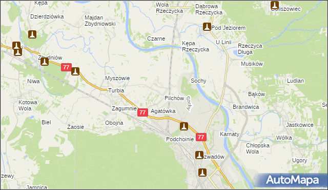mapa Pilchów, Pilchów na mapie Targeo