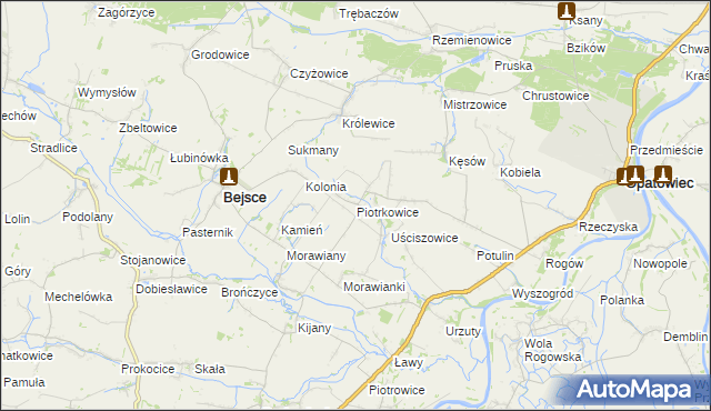 mapa Piotrkowice gmina Bejsce, Piotrkowice gmina Bejsce na mapie Targeo
