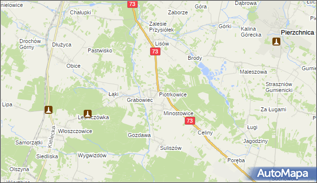 mapa Piotrkowice gmina Chmielnik, Piotrkowice gmina Chmielnik na mapie Targeo