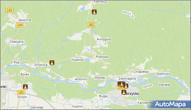 mapa Piotrowo gmina Obrzycko, Piotrowo gmina Obrzycko na mapie Targeo