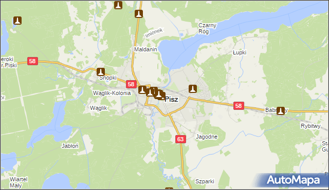 mapa Pisz, Pisz na mapie Targeo