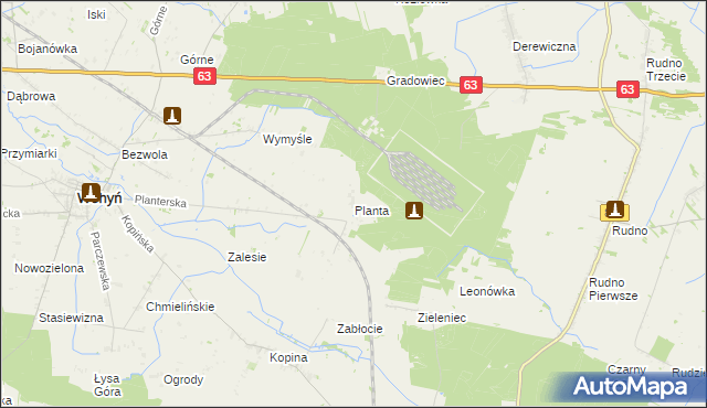 mapa Planta gmina Wohyń, Planta gmina Wohyń na mapie Targeo