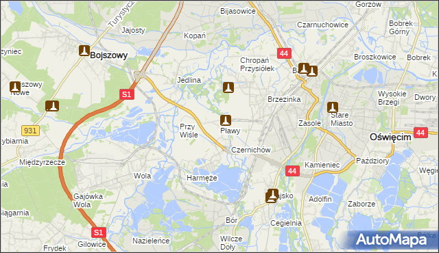 mapa Pławy, Pławy na mapie Targeo