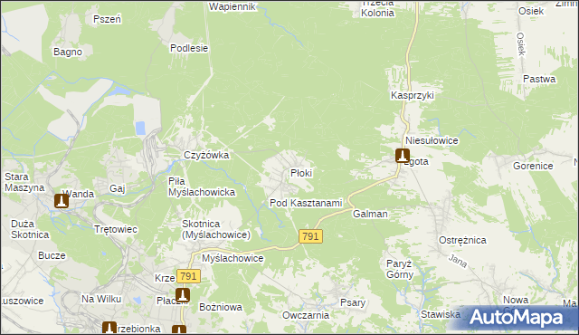 mapa Płoki gmina Trzebinia, Płoki gmina Trzebinia na mapie Targeo