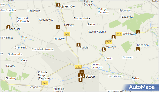 mapa Podole gmina Bełżyce, Podole gmina Bełżyce na mapie Targeo