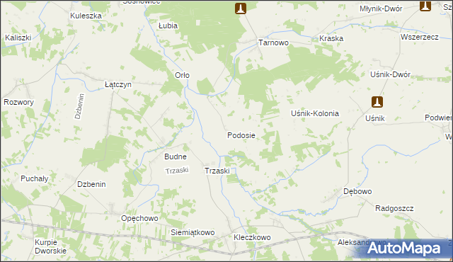 mapa Podosie gmina Miastkowo, Podosie gmina Miastkowo na mapie Targeo