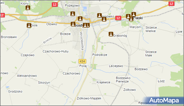 mapa Podrzecze gmina Piaski, Podrzecze gmina Piaski na mapie Targeo