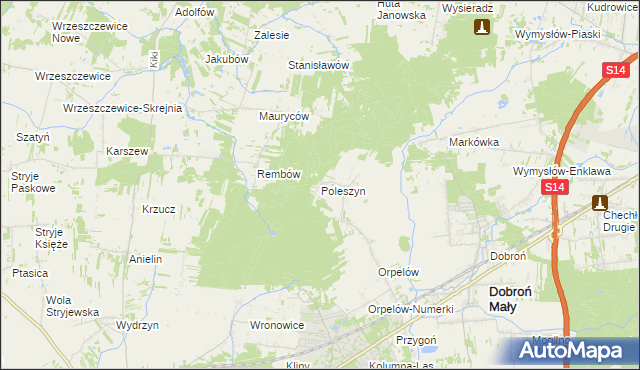 mapa Poleszyn, Poleszyn na mapie Targeo