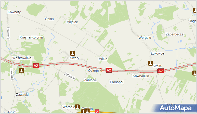 mapa Pólko gmina Biała Podlaska, Pólko gmina Biała Podlaska na mapie Targeo