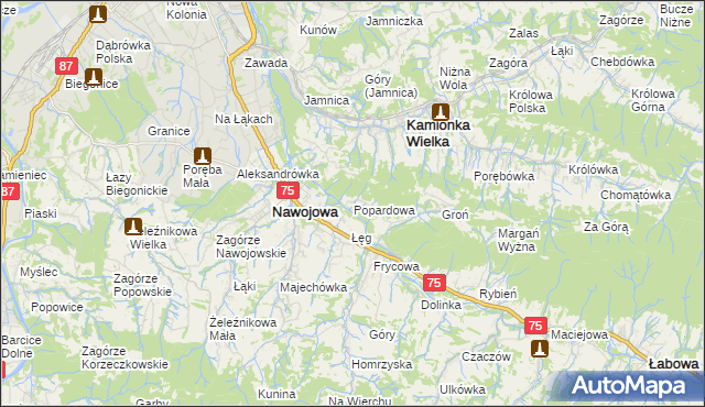 mapa Popardowa, Popardowa na mapie Targeo
