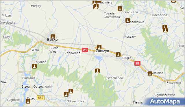 mapa Posada Zarszyńska, Posada Zarszyńska na mapie Targeo