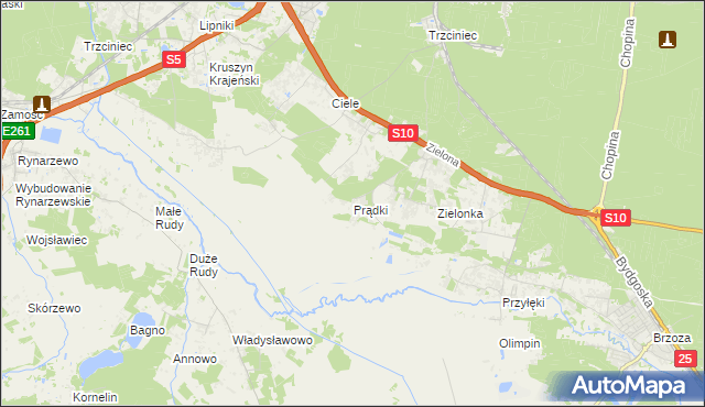 mapa Prądki, Prądki na mapie Targeo