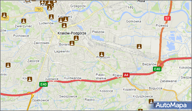 mapa Prokocim, Prokocim na mapie Targeo