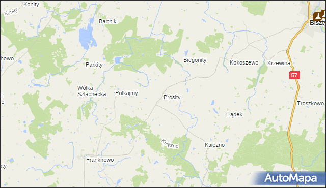 mapa Prosity, Prosity na mapie Targeo