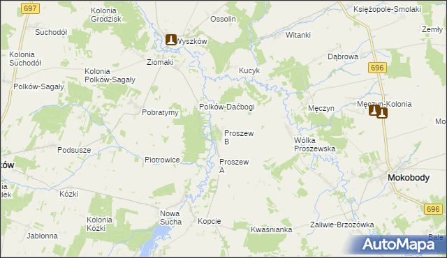 mapa Proszew B, Proszew B na mapie Targeo