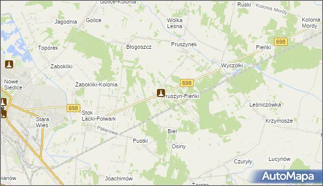 mapa Pruszyn-Pieńki, Pruszyn-Pieńki na mapie Targeo