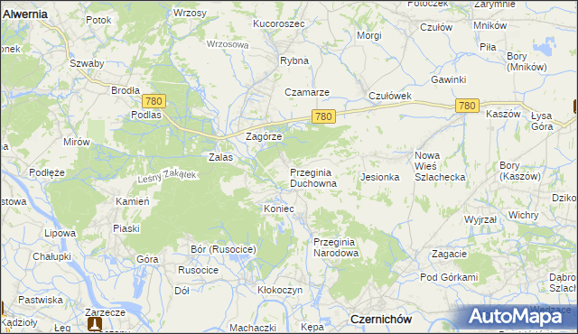 mapa Przeginia Duchowna, Przeginia Duchowna na mapie Targeo