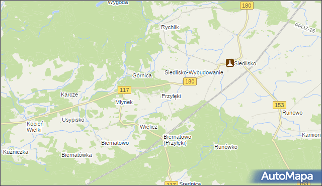 mapa Przyłęki gmina Trzcianka, Przyłęki gmina Trzcianka na mapie Targeo