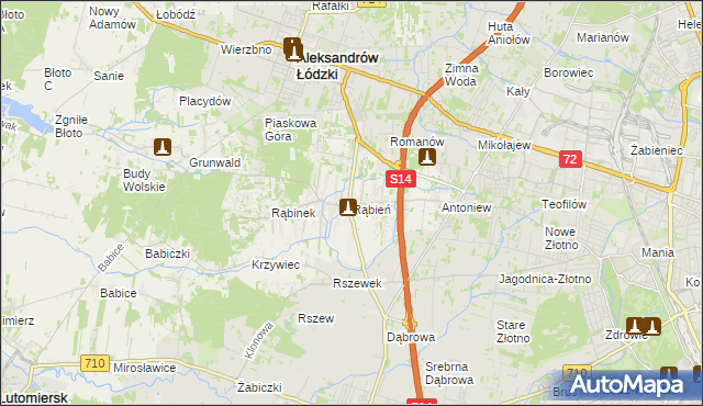 mapa Rąbień, Rąbień na mapie Targeo