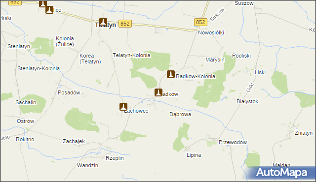 mapa Radków gmina Telatyn, Radków gmina Telatyn na mapie Targeo