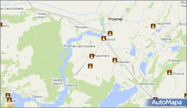 mapa Radomierz gmina Przemęt, Radomierz gmina Przemęt na mapie Targeo