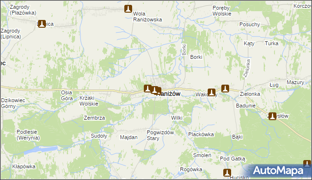 mapa Raniżów, Raniżów na mapie Targeo