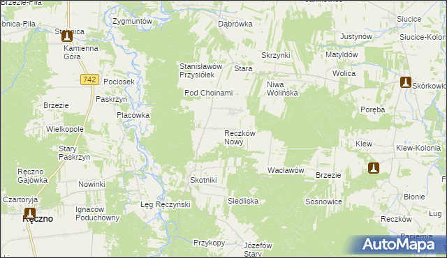 mapa Reczków Nowy, Reczków Nowy na mapie Targeo