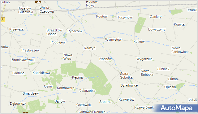 mapa Rochów gmina Grabów, Rochów gmina Grabów na mapie Targeo